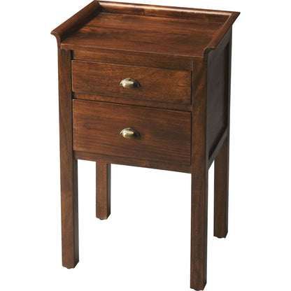 Gabriel Solid Wood Side Table by Butler Specialty Company in dark brown and artifacts. Made from mango wood solids, mdf in a modern style.