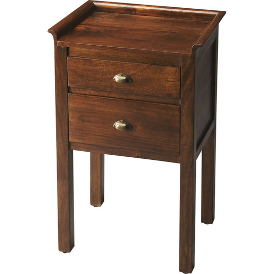 Gabriel Solid Wood Side Table by Butler Specialty Company in dark brown and artifacts. Made from mango wood solids, mdf in a modern style.