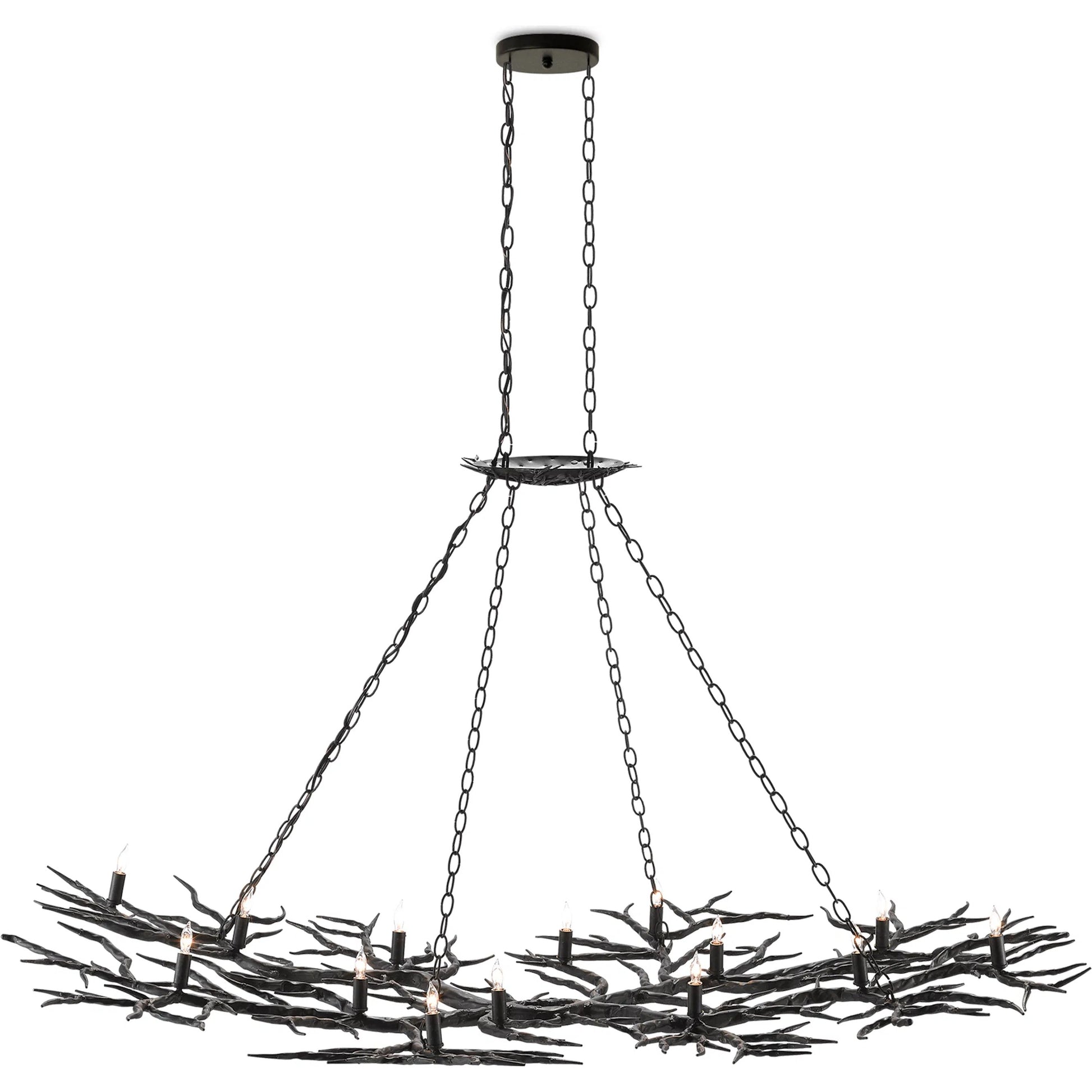 Rainforest Chandelier by Currey and Company in rustic bronze. Made from unique in a rustic style.