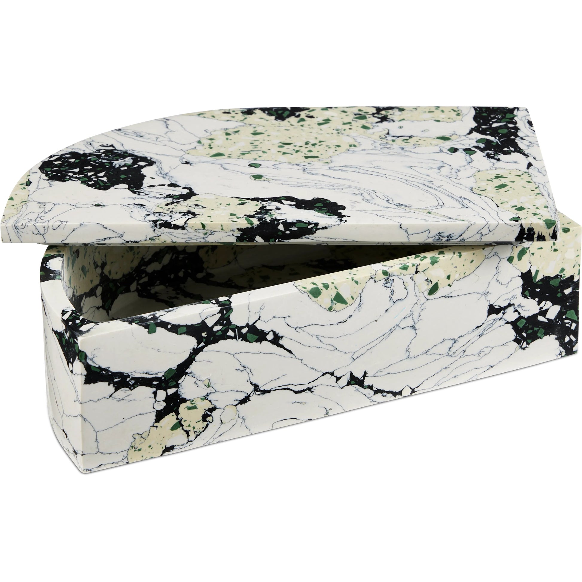 Fossey Box by Currey and Company in white, black. Made from composite stone in a modern style.