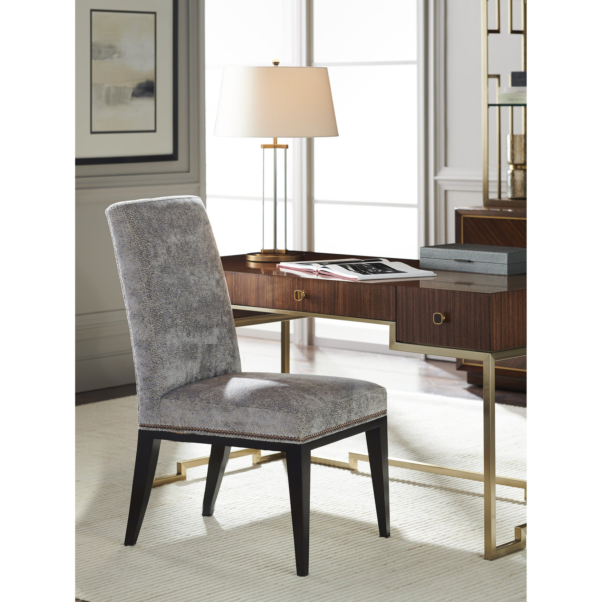 Lowell Dining Chair by Lexington in gray. Made from unique in a transitional style.