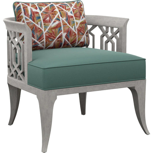Gatewick Chair by Lexington in green and gray. Made from mahogany, fabric in a unique style.