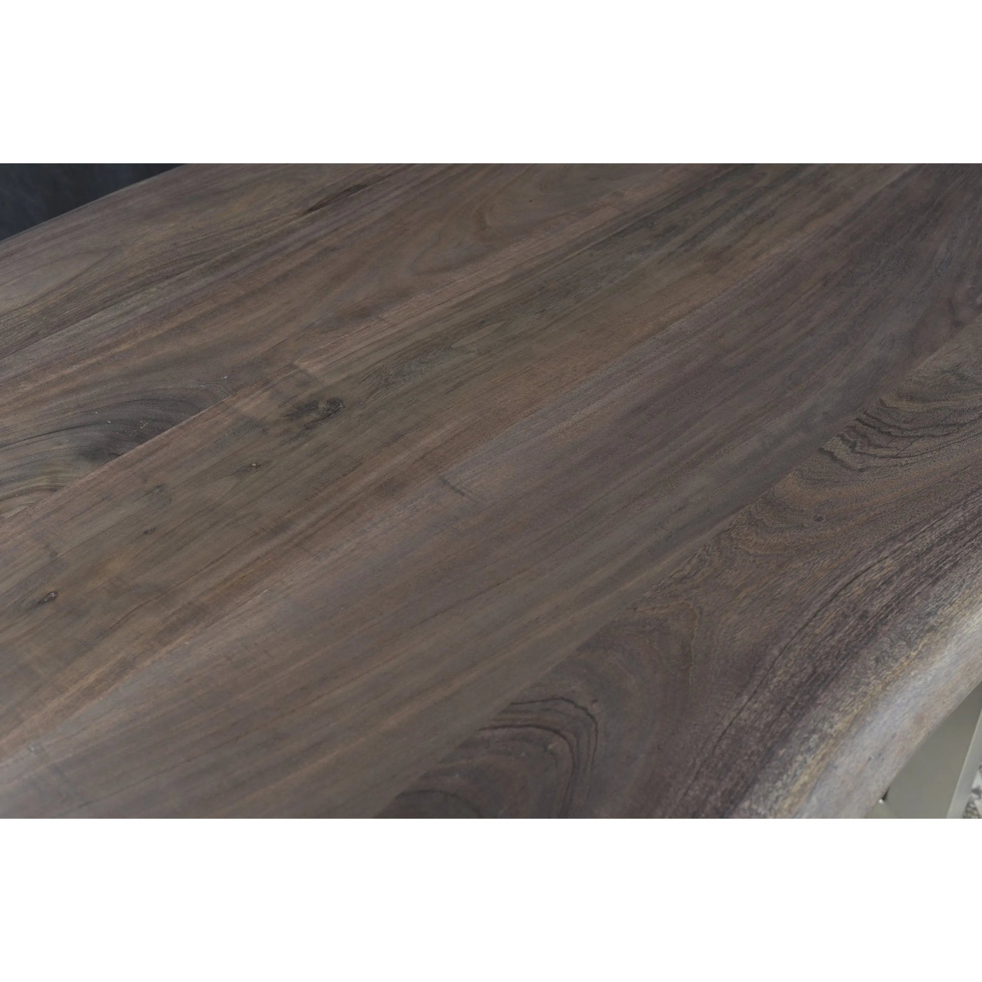 Taj Dining Table by LH Imports in brown and vinegar, acrylic matte, silver, powder coat. Made from acacia, iron in a unique style.