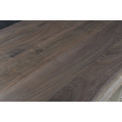 Taj Dining Table by LH Imports in brown and vinegar, acrylic matte, silver, powder coat. Made from acacia, iron in a unique style.