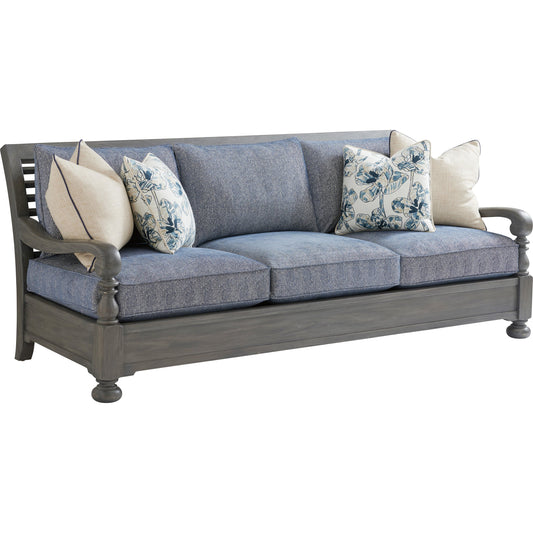 Bluffton Sofa by Tommy Bahama Home in blue. Made from unique in a coastal style.