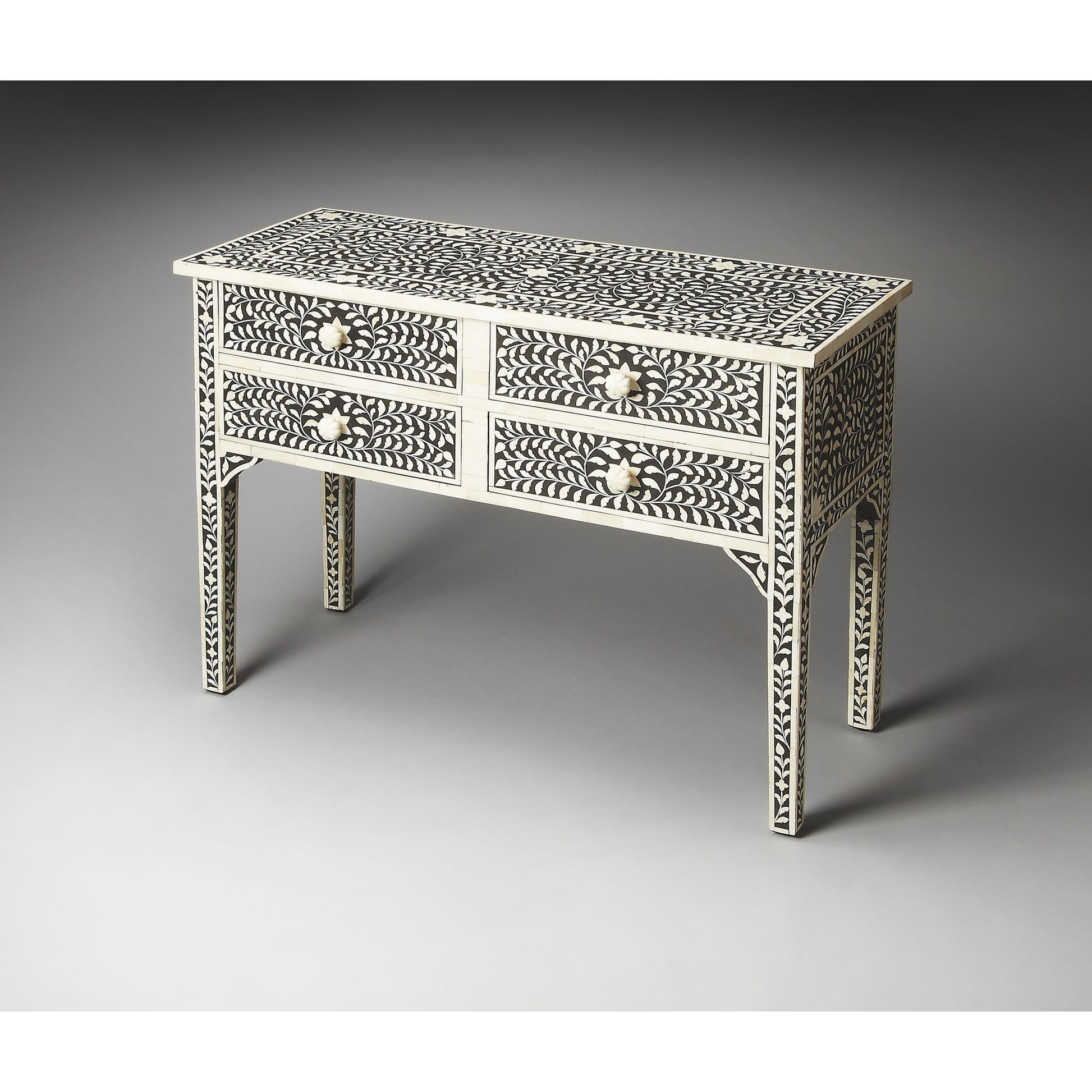 Vivienne Console Table by Butler Specialty Company in black and heritage. Made from wood, mdf, bone in a eclectic & global style.