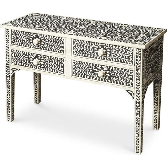Vivienne Console Table by Butler Specialty Company in black and heritage. Made from wood, mdf, bone in a eclectic & global style.