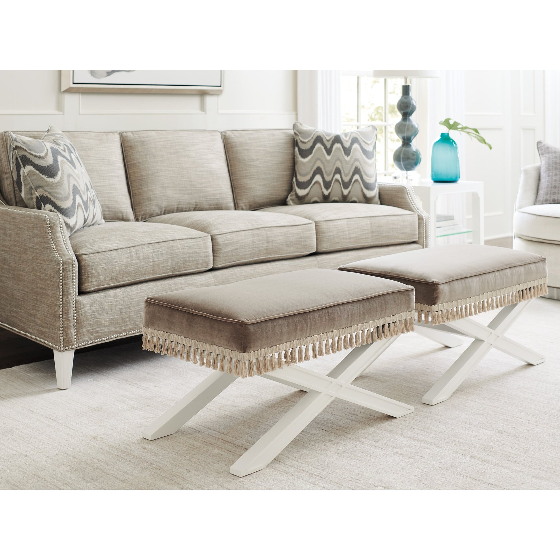 Vaughan Ottoman by Lexington in sanibel. Made from unique in a coastal style.