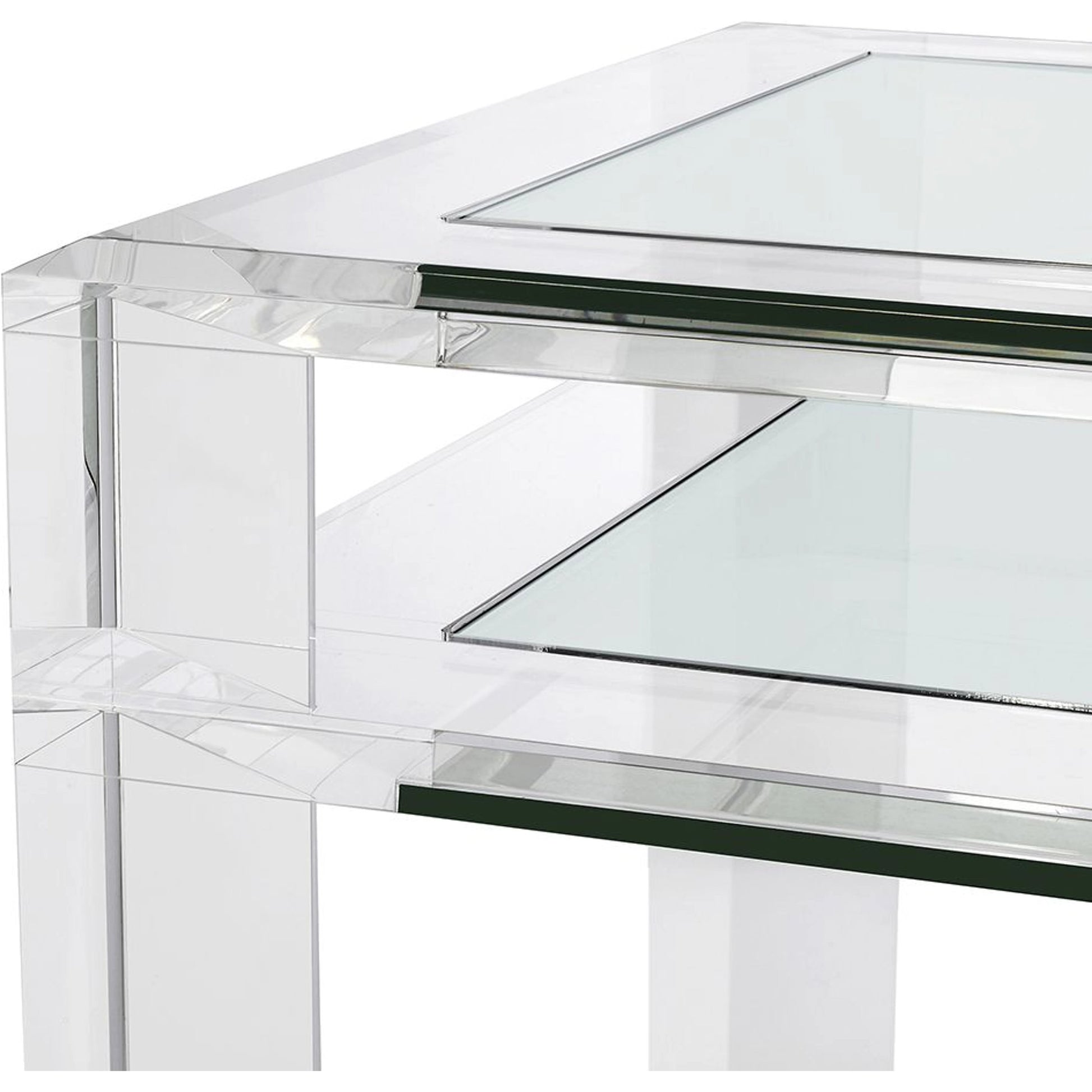 Surrey Desk by Interlude Home in clear, clear glass. Made from acrylic, glass in a modern style.