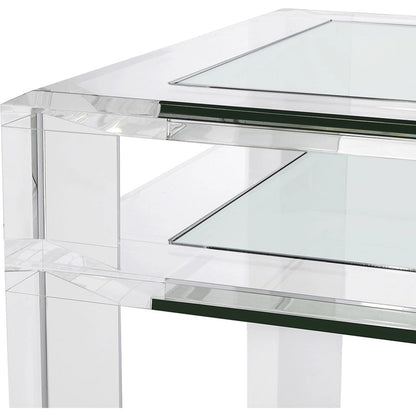 Surrey Desk by Interlude Home in clear, clear glass. Made from acrylic, glass in a modern style.