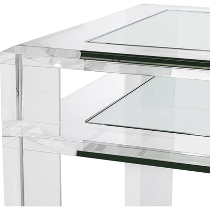 Surrey Desk by Interlude Home in clear, clear glass. Made from acrylic, glass in a modern style.