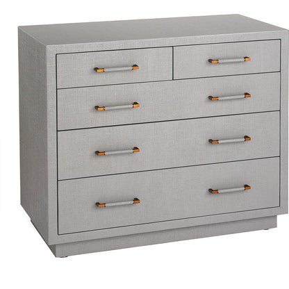 Taylor Chest by Interlude Home in natural white, champagne silver. Made from wood, faux linen, metal in a modern style.