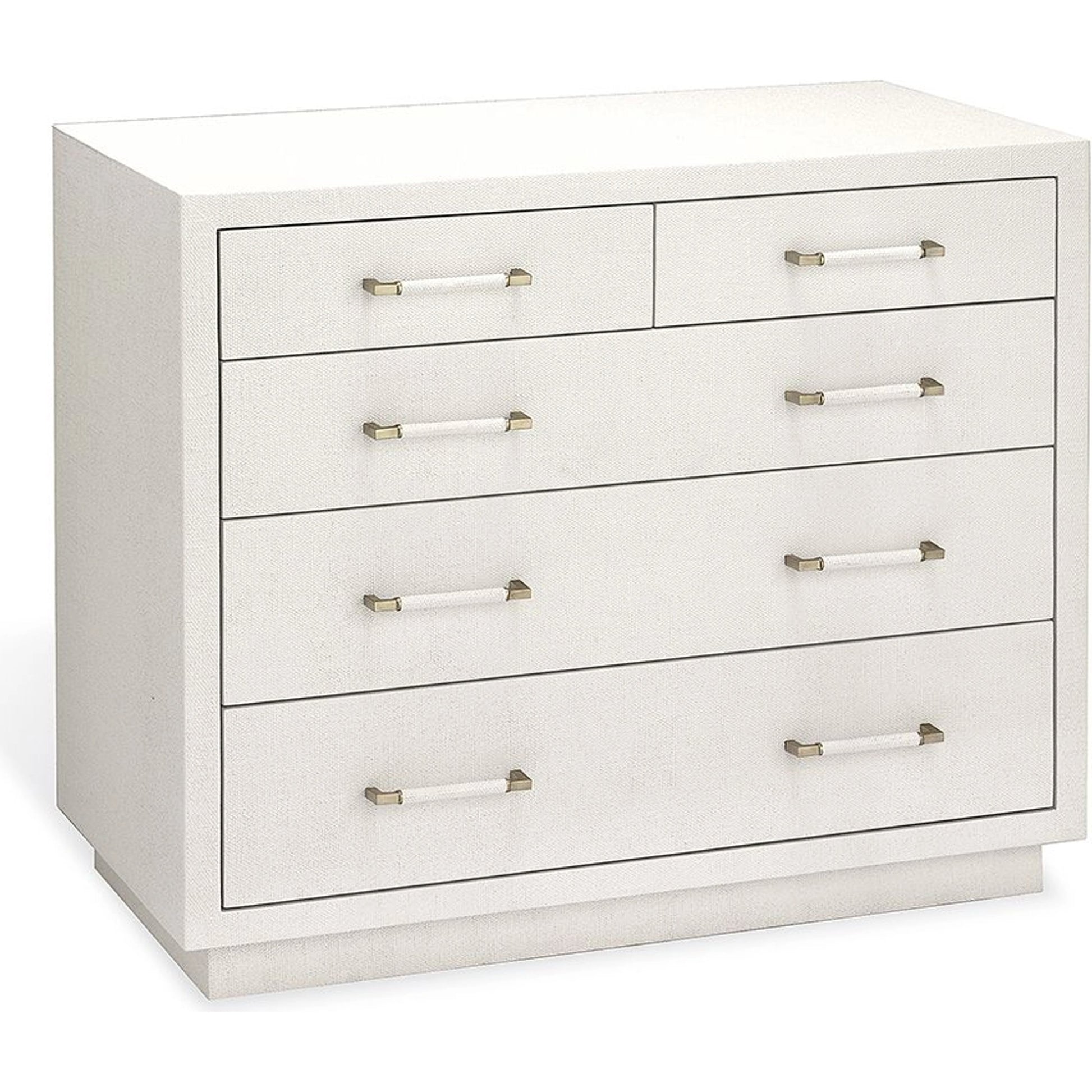 Taylor Chest by Interlude Home in natural white, champagne silver. Made from wood, faux linen, metal in a modern style.