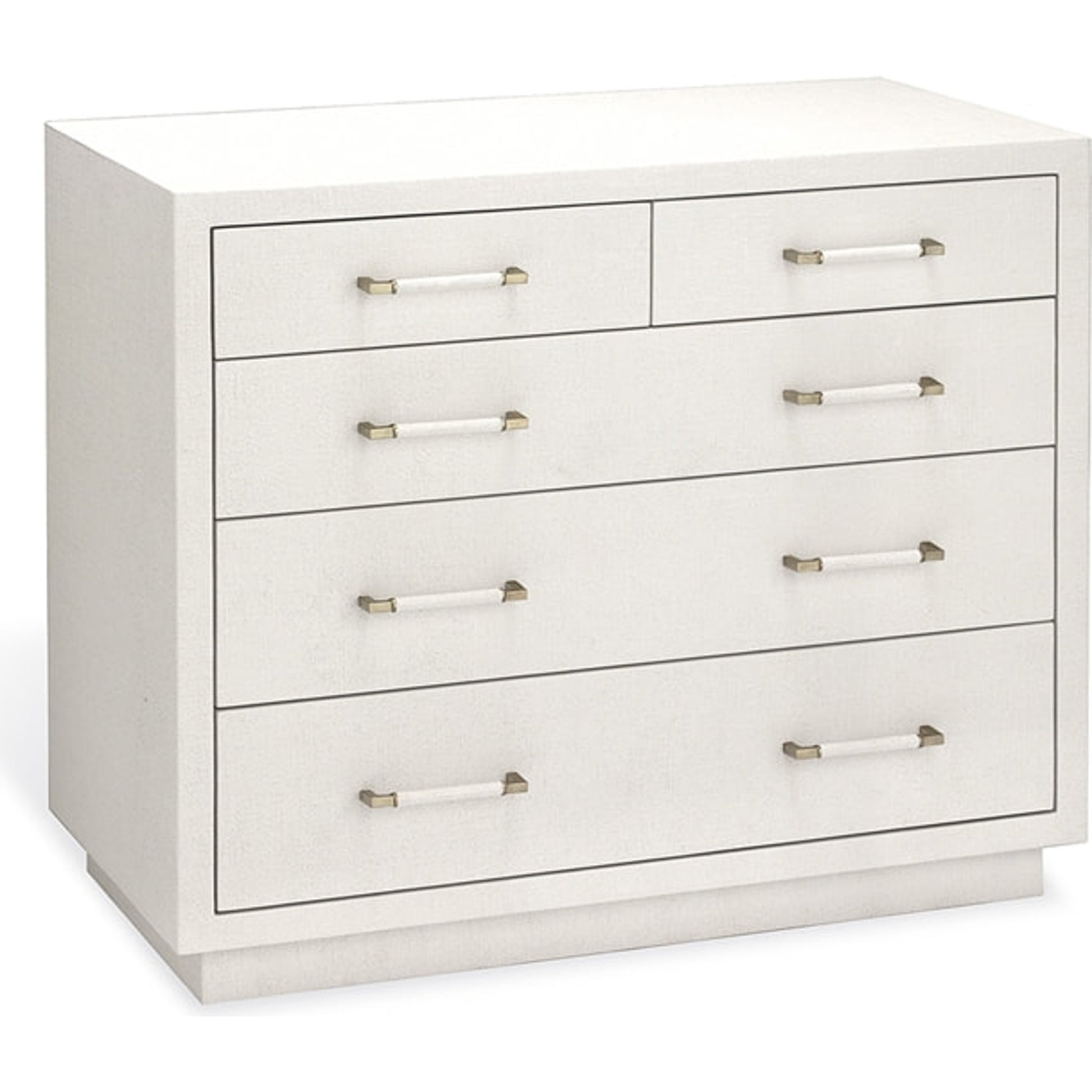 Taylor Chest by Interlude Home in natural white, champagne silver. Made from wood, faux linen, metal in a modern style.