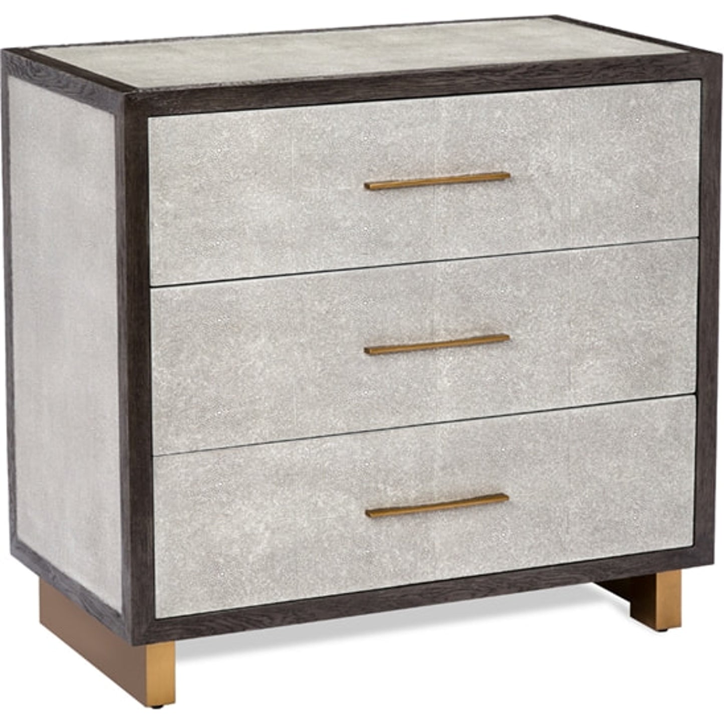 001 S-340995 | Primary Silo | Maia Chest by Interlude Home in sorrel gray sharkskin, antique brass, vintage gray. Made from faux shagreen, metal, wood in a modern style.