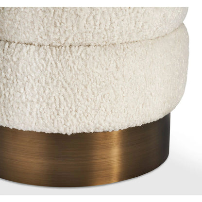 Charlize Bronze Stool by Interlude Home in cream, antique bronze. Made from boucle, stainless steel in a modern style.