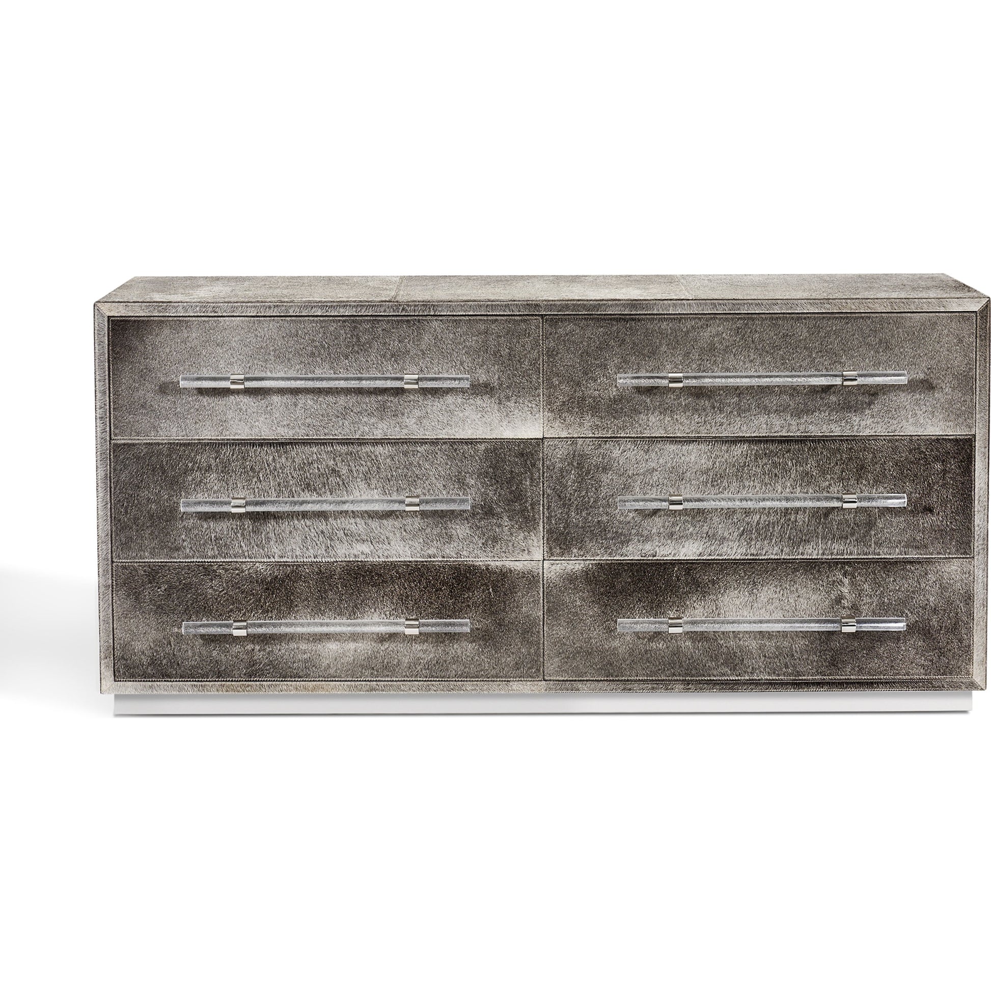 Cassian 6 Drawer Chest by Interlude Home in light natural, grey. Made from hide, metal, acrylic in a modern style.