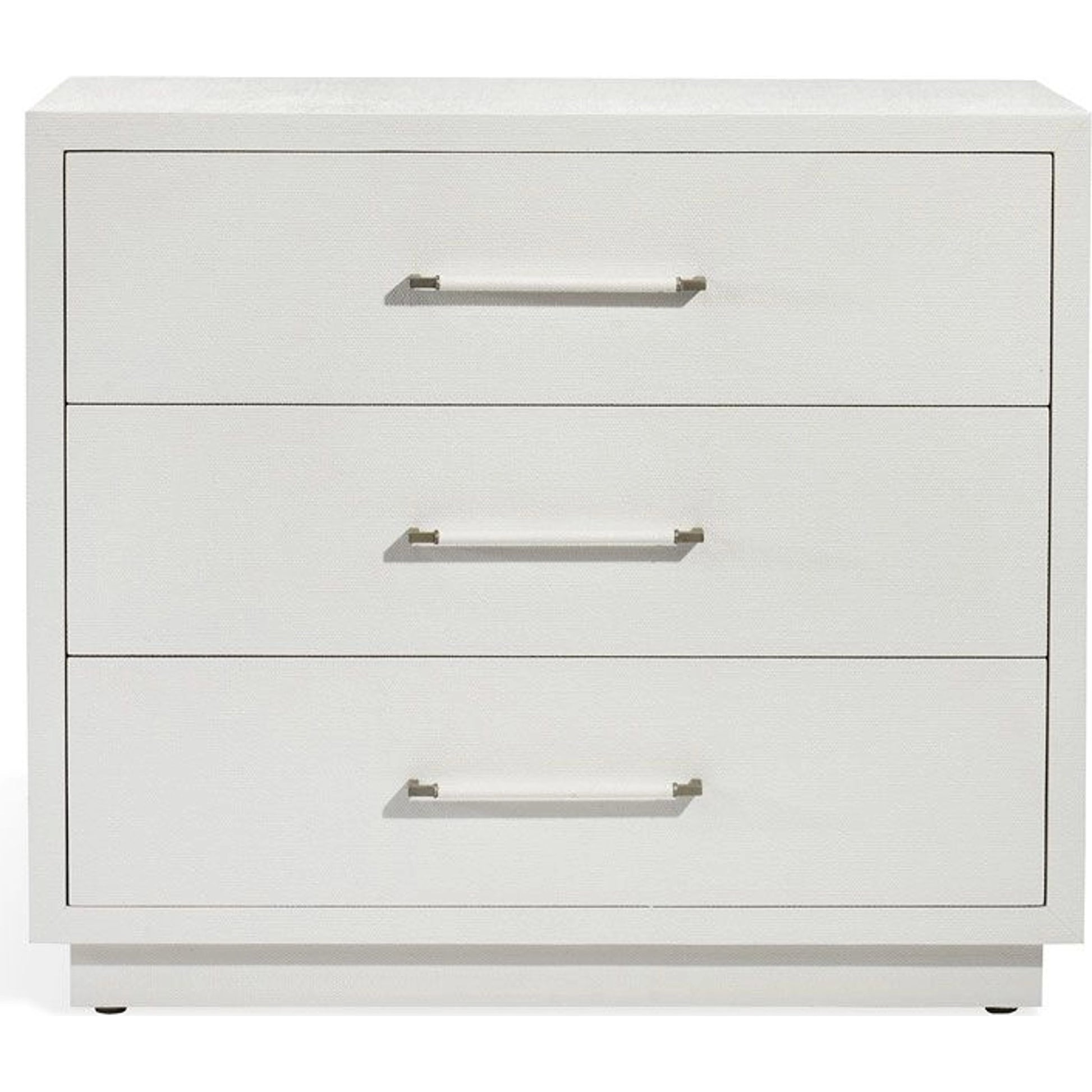 Taylor 3 Drawer Chest by Interlude Home in natural white, champagne silver. Made from wood, faux linen, metal in a modern style.