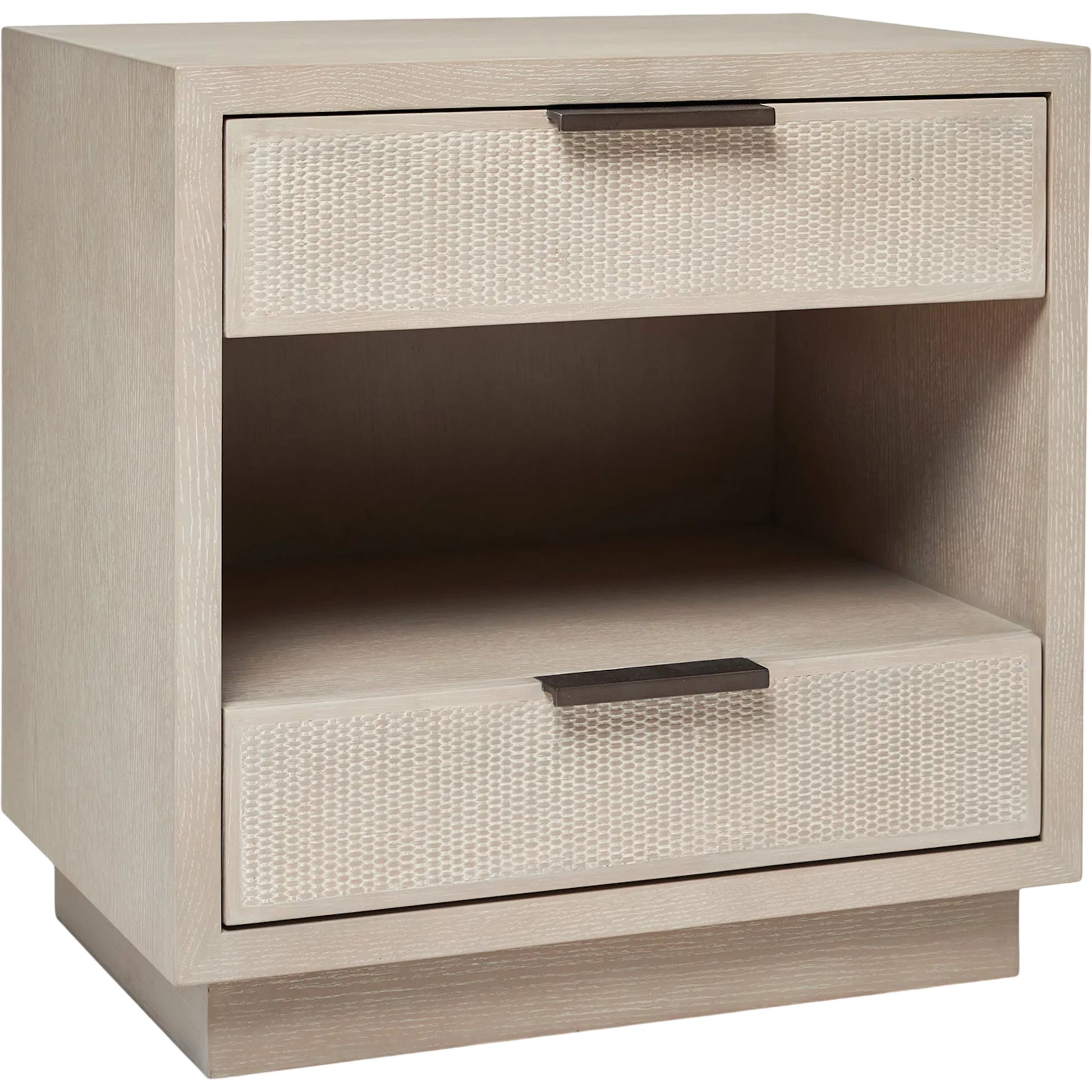 Holmes Bedside by Interlude Home in cliffside, vintage bronze. Made from oak, rattan, metal in a transitional style.