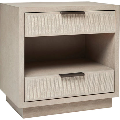 Holmes Bedside by Interlude Home in cliffside, vintage bronze. Made from oak, rattan, metal in a transitional style.