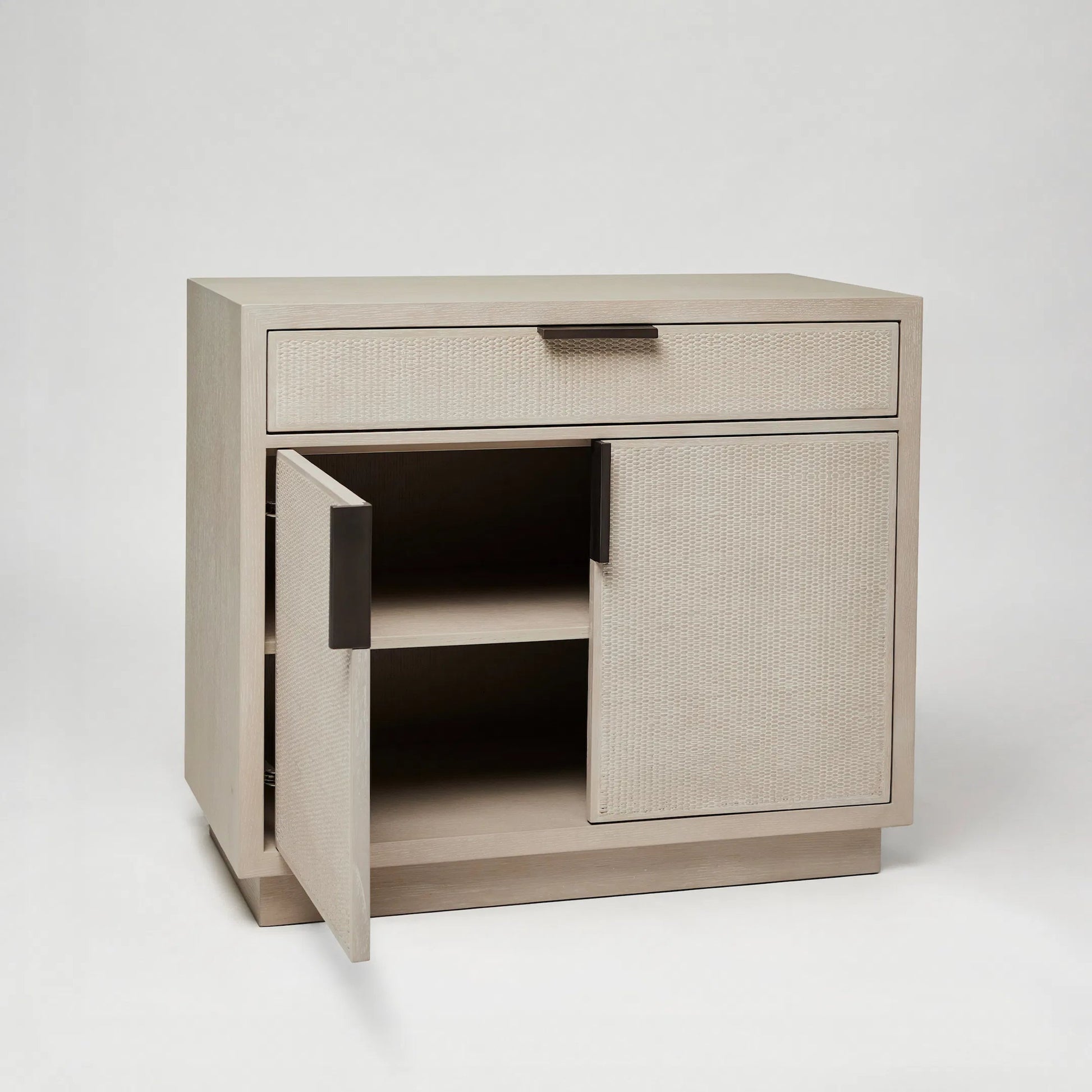 Holmes Occasional Chest by Interlude Home in cliffside, vintage bronze. Made from oak, rattan, metal in a transitional style.