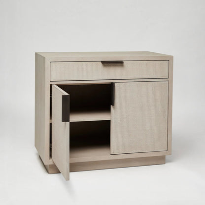 Holmes Occasional Chest by Interlude Home in cliffside, vintage bronze. Made from oak, rattan, metal in a transitional style.