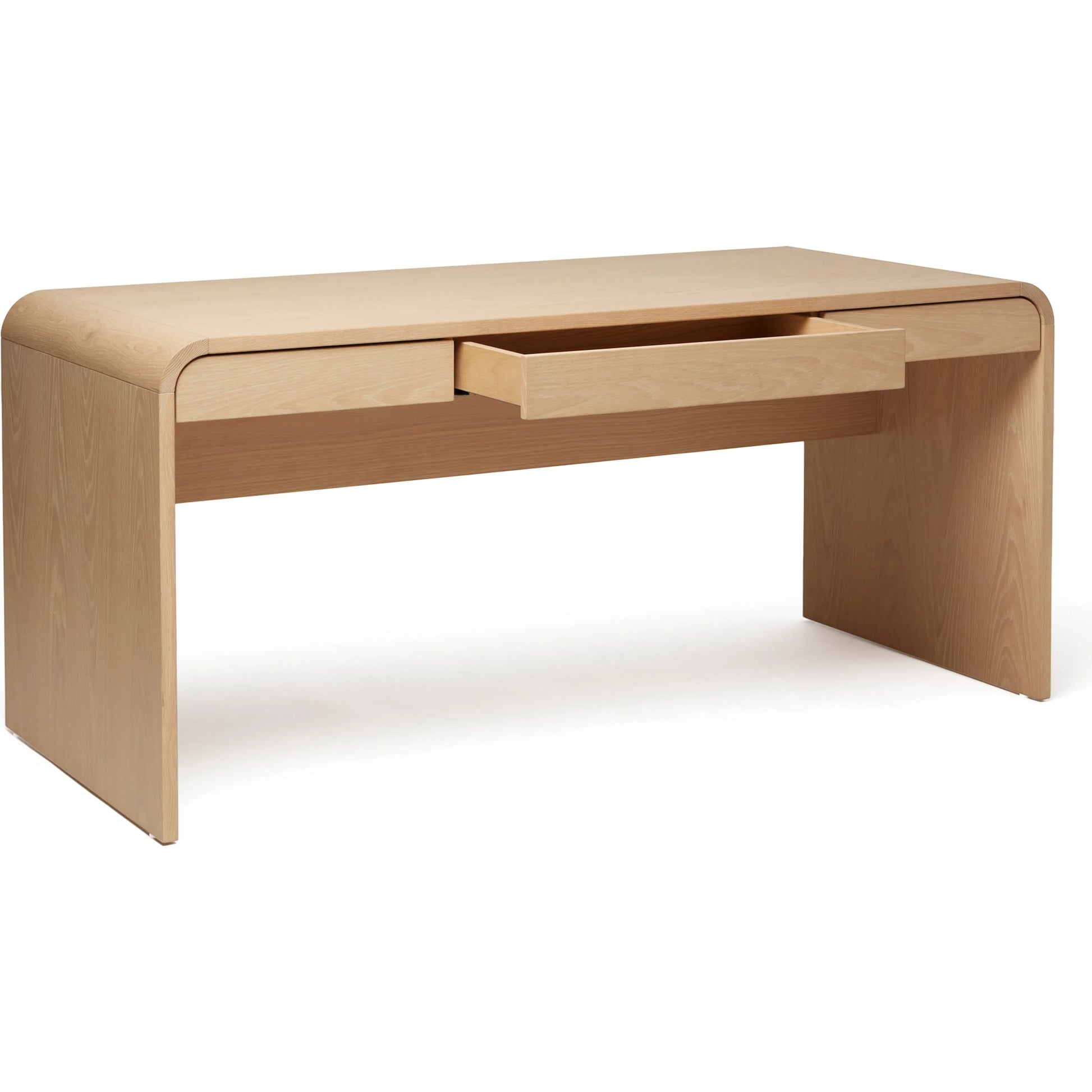 Marsh Desk by Interlude Home in tan and saddle. Made from oak in a transitional style.