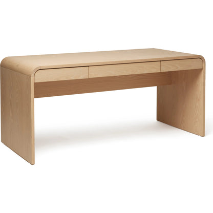 Marsh Desk by Interlude Home in tan and saddle. Made from oak in a transitional style.