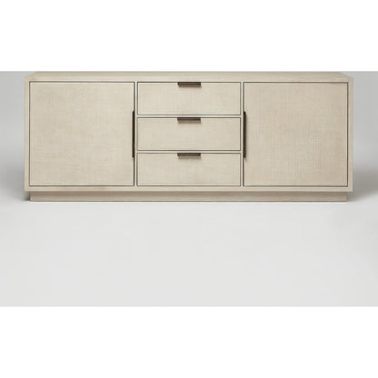 Holmes Credenza by Interlude Home in warm grey. Made from oak in a transitional style.