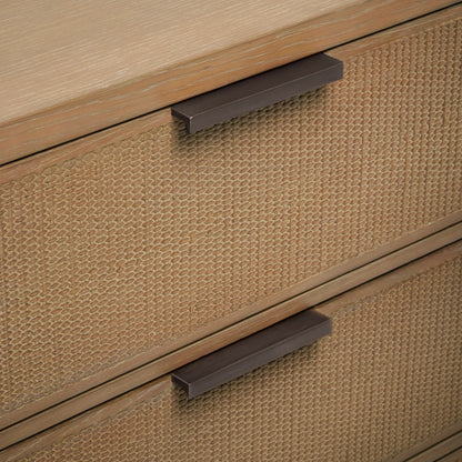 Holmes Credenza by Interlude Home in warm grey. Made from oak in a transitional style.