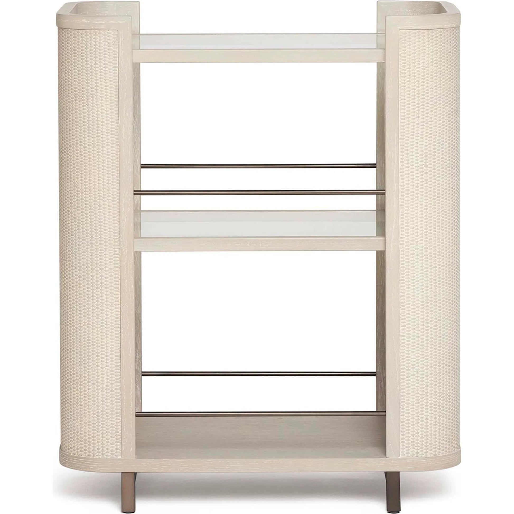 Holmes Bar Cart by Interlude Home in cliffside, classic bronze, clear. Made from oak, metal, glass in a transitional style.
