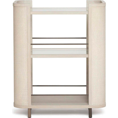 Holmes Bar Cart by Interlude Home in cliffside, classic bronze, clear. Made from oak, metal, glass in a transitional style.