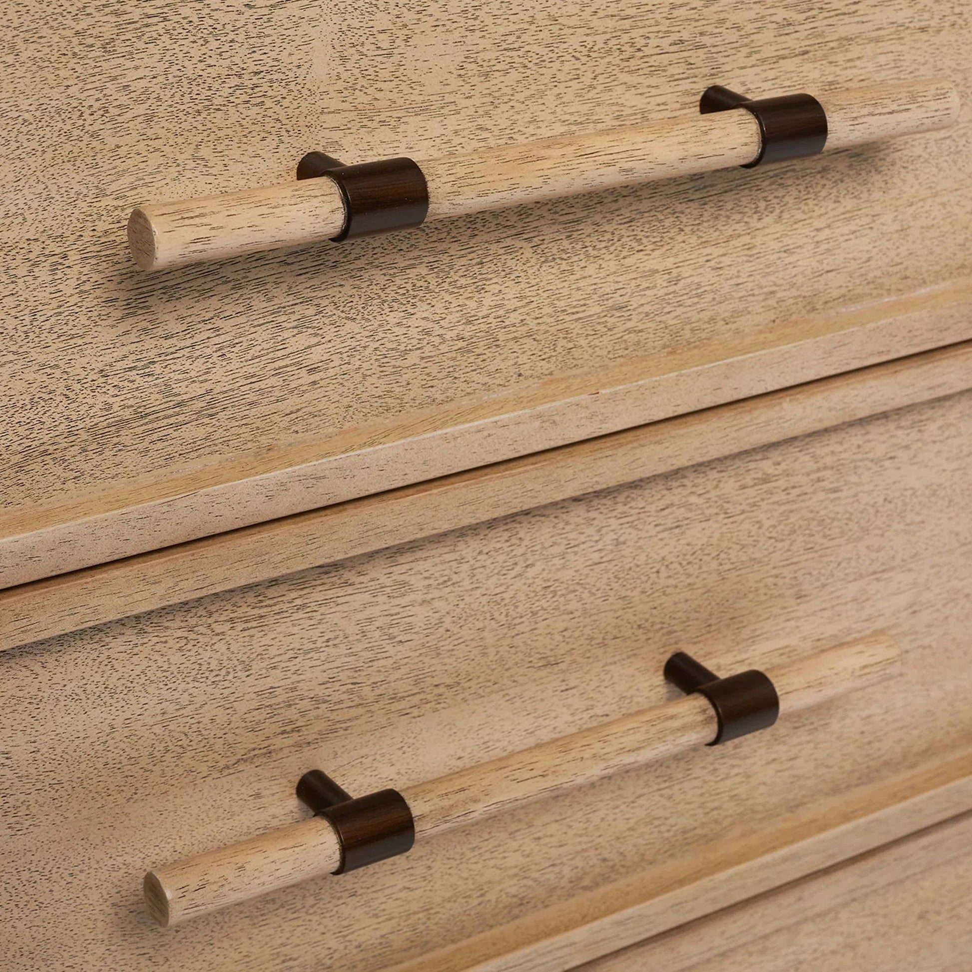 Clement Small Bedside Chest by Interlude Home in washed taupe, brushed brass. Made from mahogany, faux horn, metal in a transitional style.