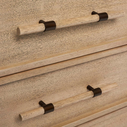 Clement Small Bedside Chest by Interlude Home in washed taupe, brushed brass. Made from mahogany, faux horn, metal in a transitional style.