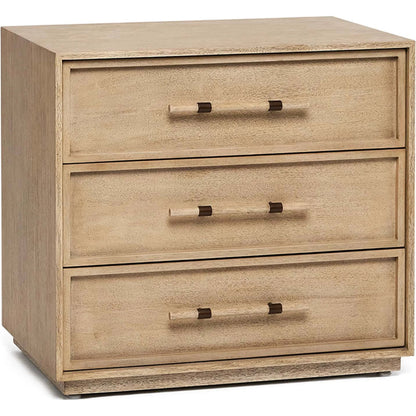 Clement Small Bedside Chest by Interlude Home in washed taupe, brushed brass. Made from mahogany, faux horn, metal in a transitional style.