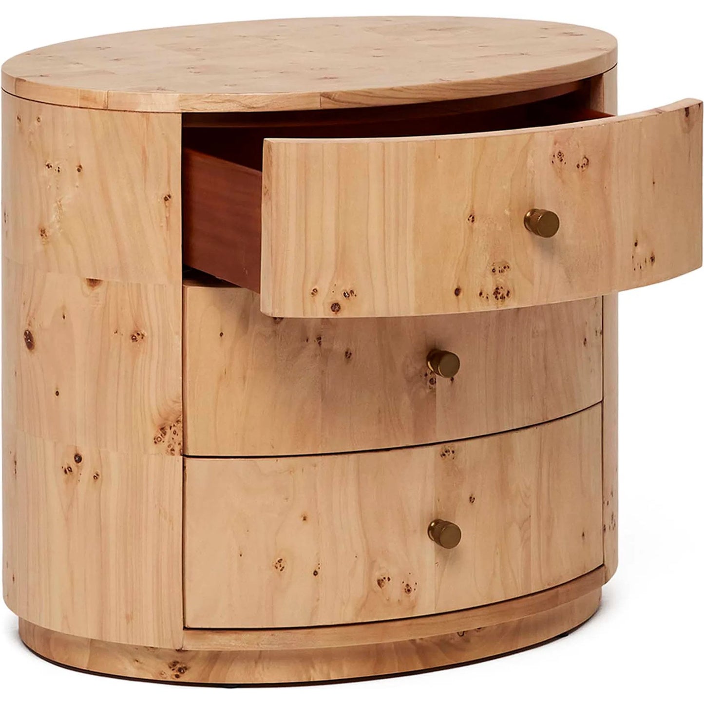 003 SI-2374478 | Additional Silo | Blaine Bedside Chest by Interlude Home in canyon, golden bronze. Made from burl, metal in a transitional style.