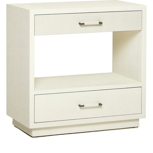 Taylor Tall Bedside Chest by Interlude Home. Made from wood, faux linen, metal in a transitional style.