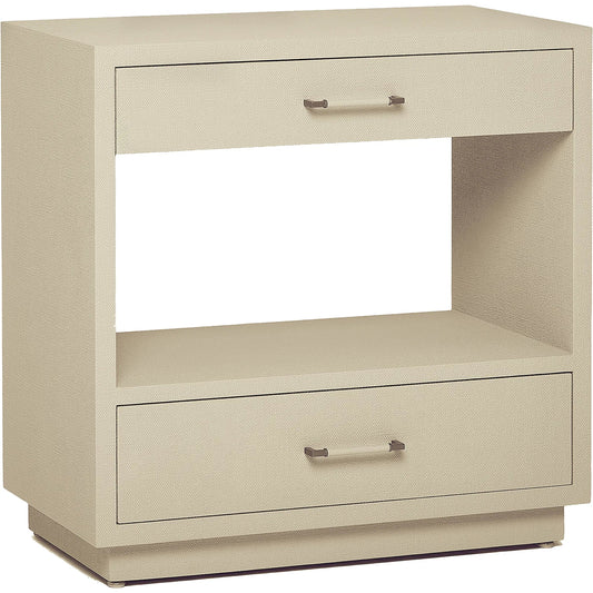 Taylor Tall Bedside Chest by Interlude Home. Made from wood, faux linen, metal in a transitional style.