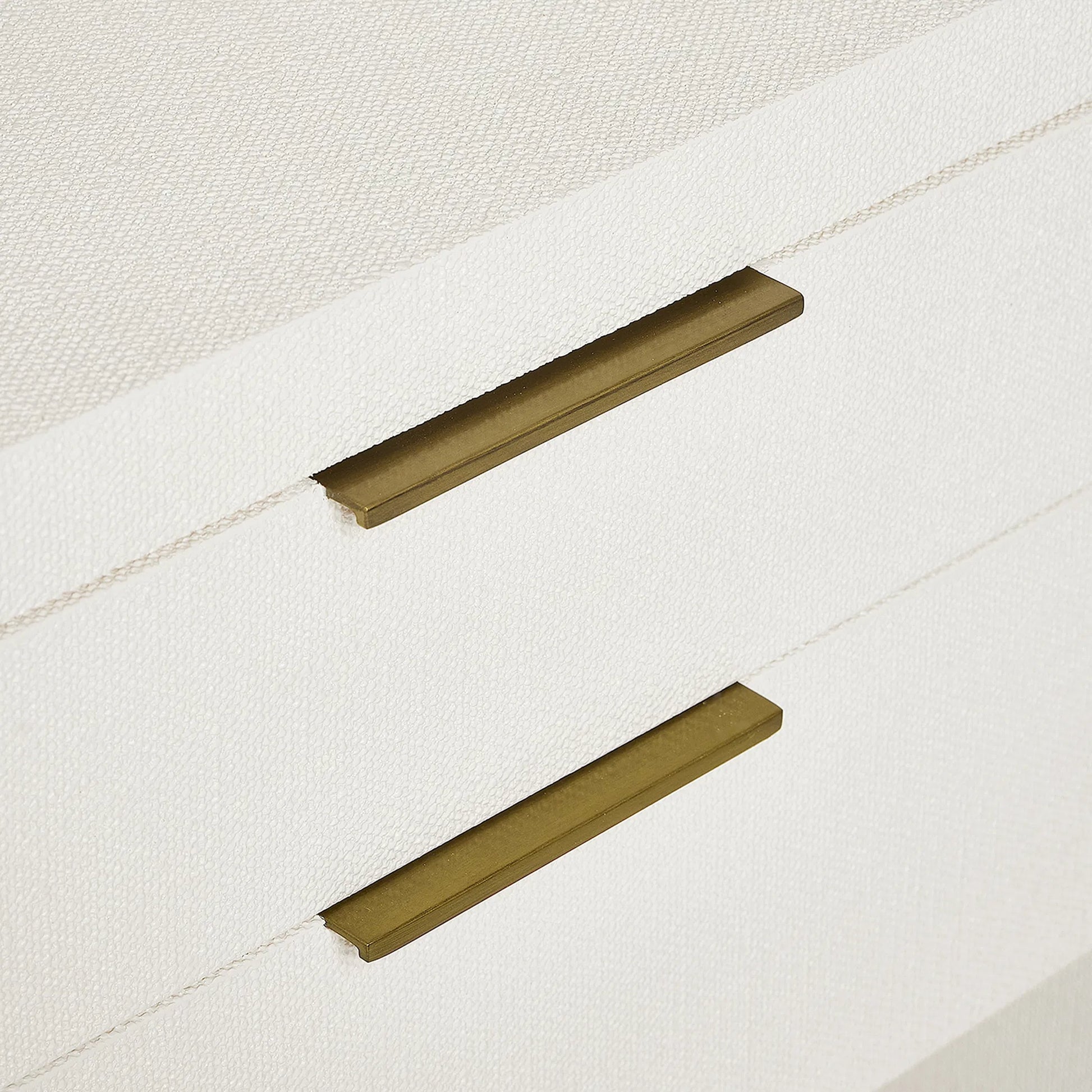 Montaigne Tall Bedside Chest by Interlude Home. Made from wood, faux linen, metal in a transitional style.