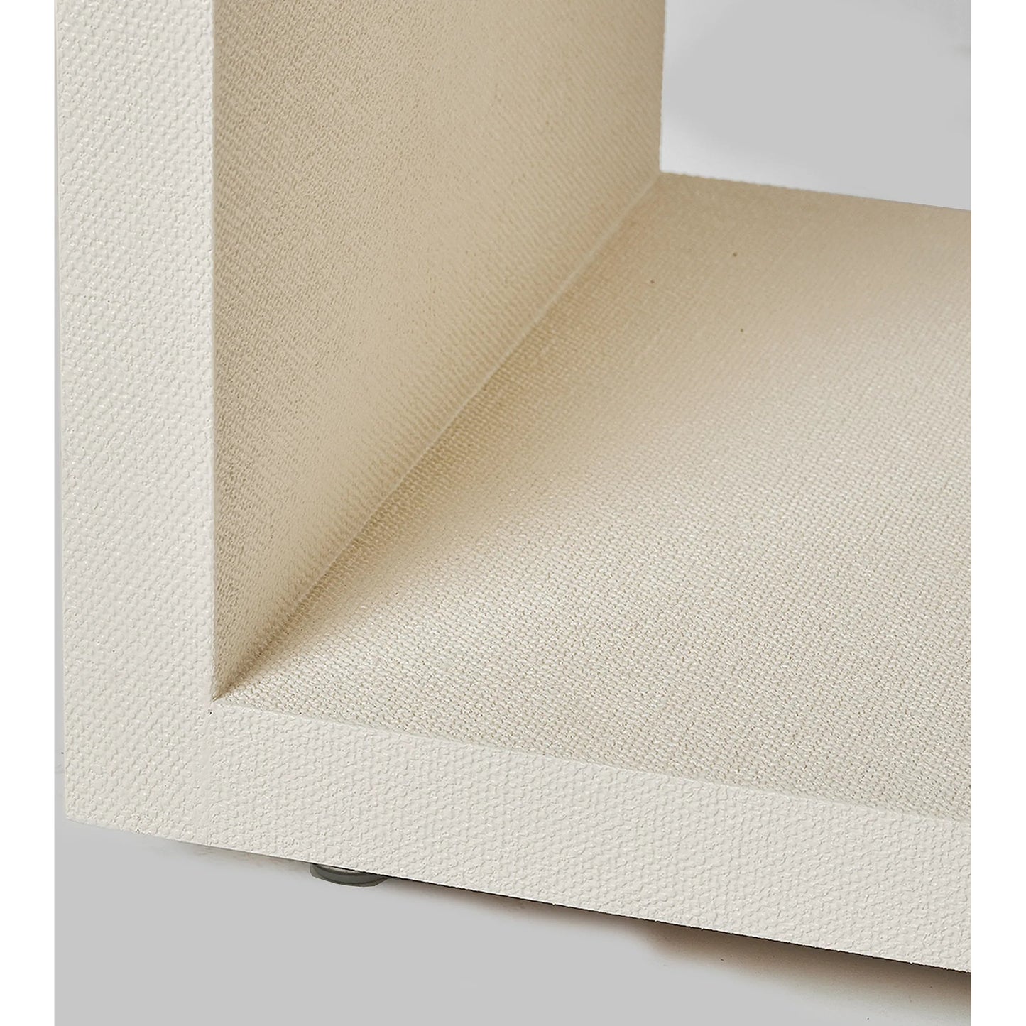 005 SI-2519610 | Closeup | Montaigne Tall Bedside Chest by Interlude Home. Made from wood, faux linen, metal in a transitional style.