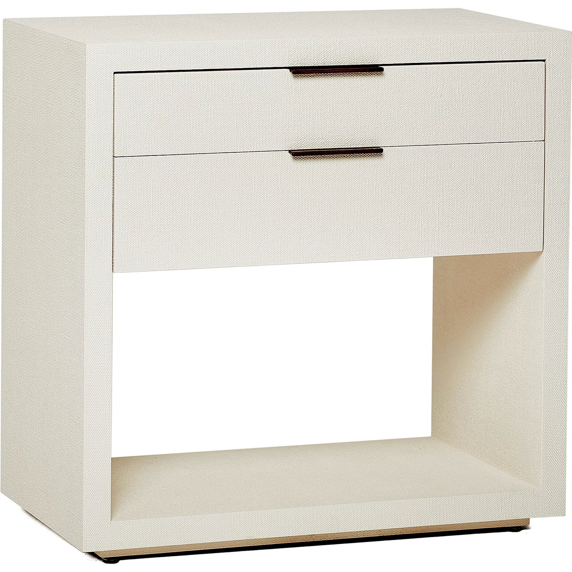 Montaigne Tall Bedside Chest by Interlude Home. Made from wood, faux linen, metal in a transitional style.