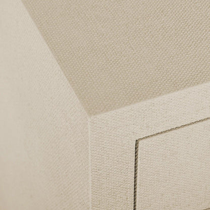 Montaigne Tall Bedside Chest by Interlude Home. Made from wood, faux linen, metal in a transitional style.