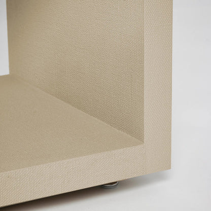 Montaigne Tall Bedside Chest by Interlude Home. Made from wood, faux linen, metal in a transitional style.