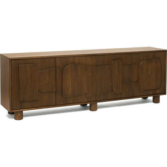 August Credenza by Interlude Home in classic walnut. Made from walnut in a traditional style.