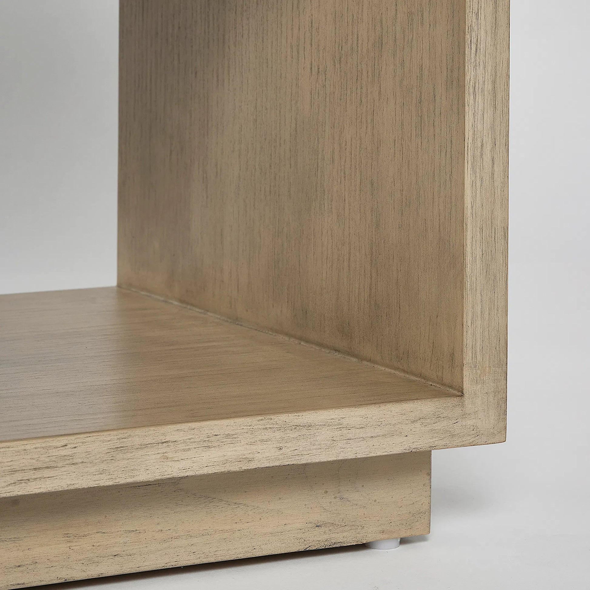 Harperly Tall Bedside Chest by Interlude Home in washed taupe, satin aged bronze. Made from sungkai wood, raffia, metal in a transitional style.