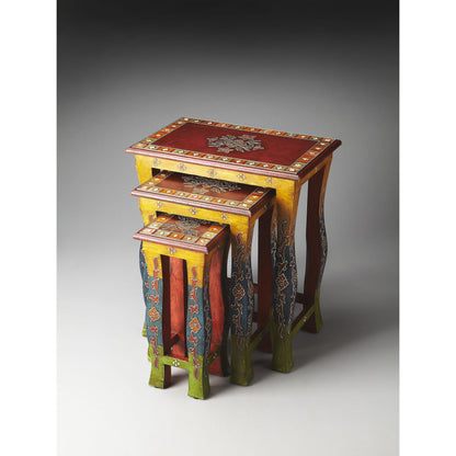 Sasha Hand Painted Nesting Tables by Butler Specialty Company in assorted and artifacts. Made from select wood solids in a eclectic & global style.