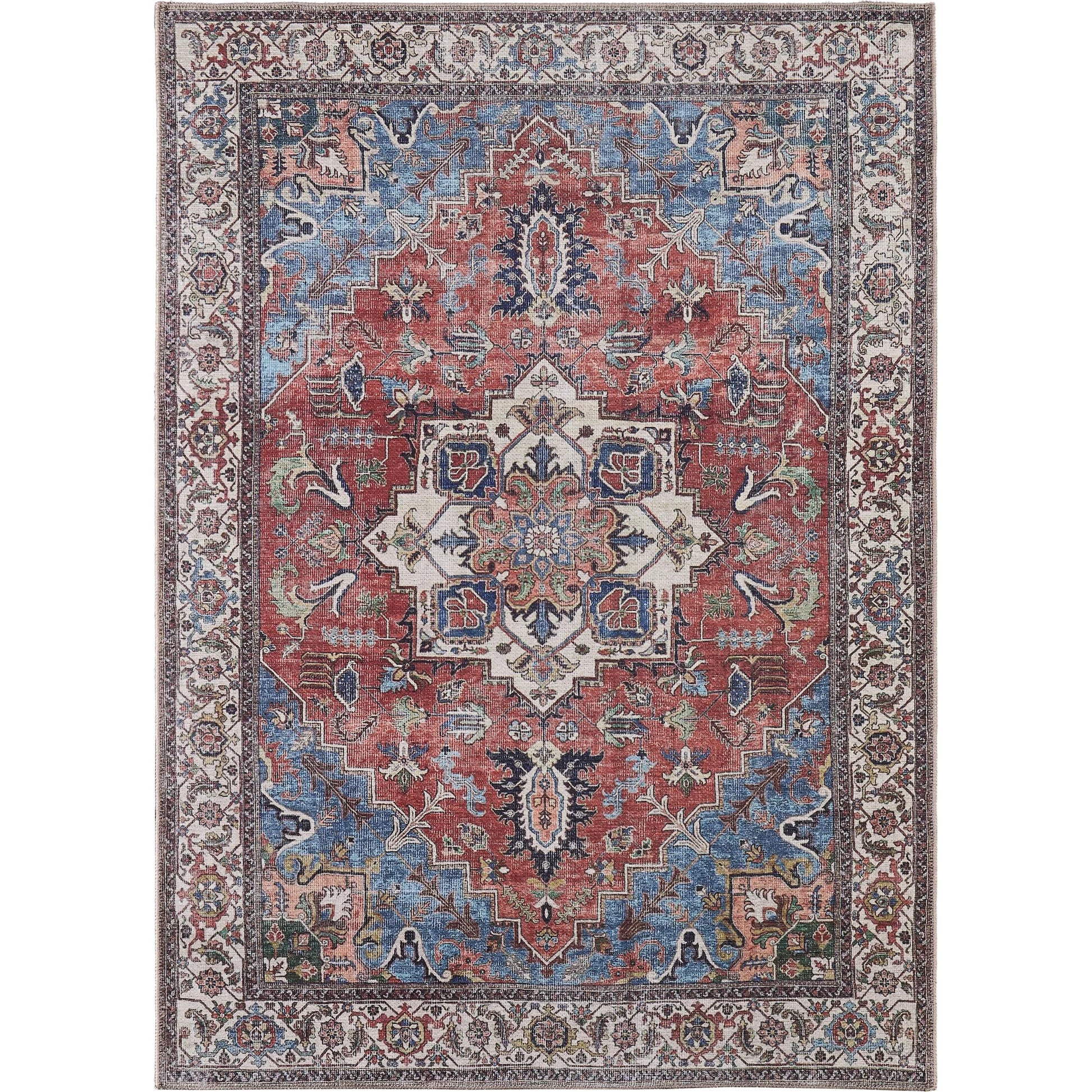 Percy Transitional Rug - 39AHF by Feizy in blue, red, ivory. Made from polyester in a unique style.