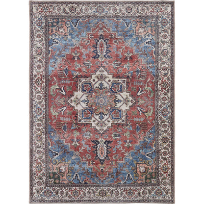 Percy Transitional Rug - 39AHF by Feizy in blue, red, ivory. Made from polyester in a unique style.