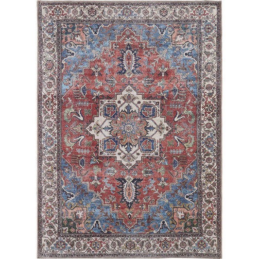 Percy Transitional Rug - 39AHF by Feizy in blue, red, ivory. Made from polyester in a unique style.