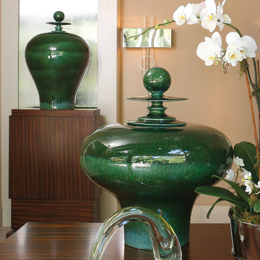 Happy Temple Jar by Global Views. Made from ceramic in a transitional style.